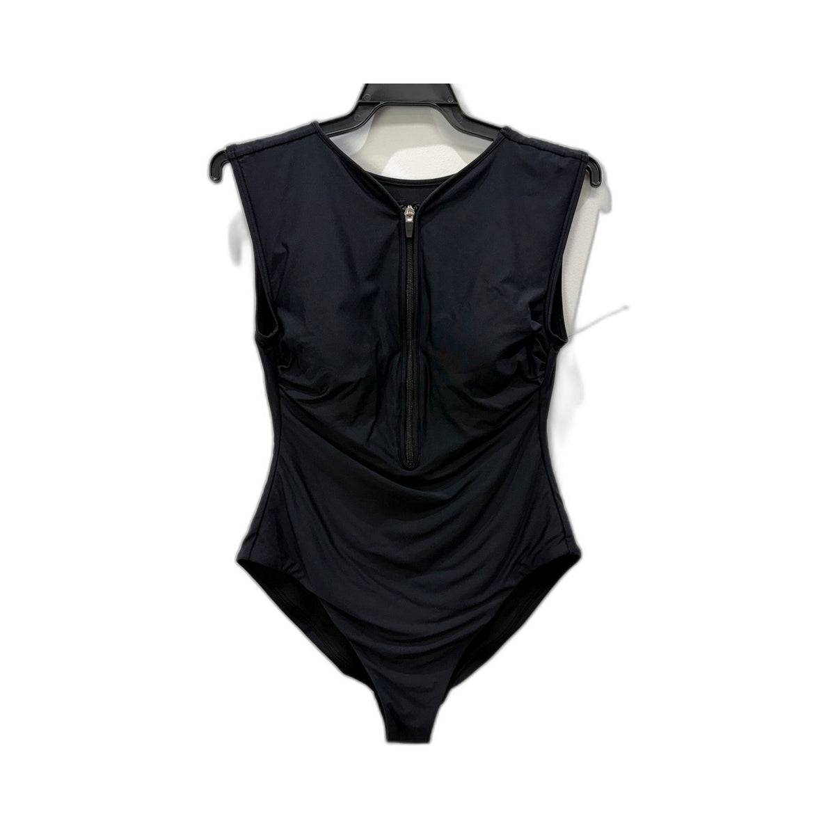 Chloe & Lola Womens One-Piece Swimsuit Black Zipper Size 10 NEW