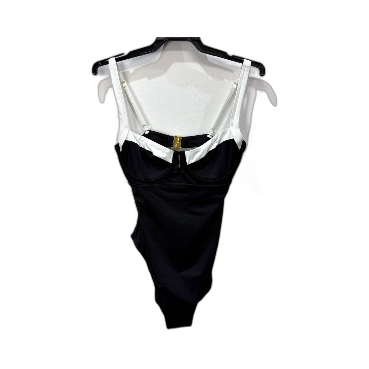 One-Piece Swimsuit Womens Underwire Black White Striped Size 18 NEW