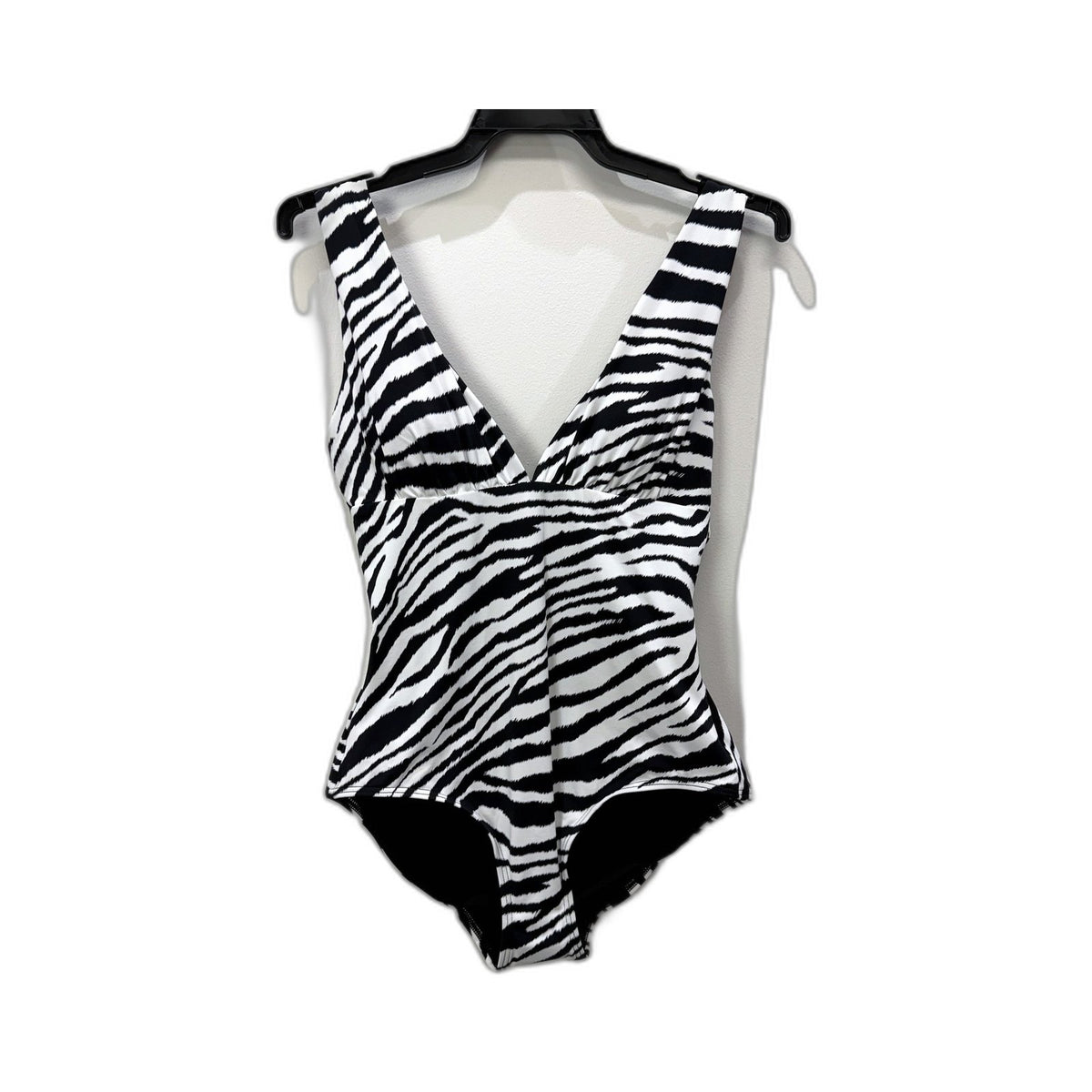Regatta Womens One-Piece Swimsuit Black White Zebra Stripe Size 10 NEW