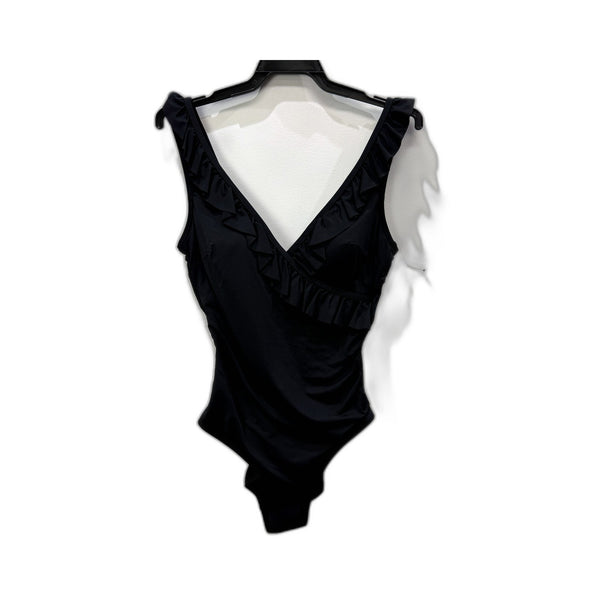Regatta Womens Black One-Piece Swimsuit with Ruffle Detail by Size 10 NEW