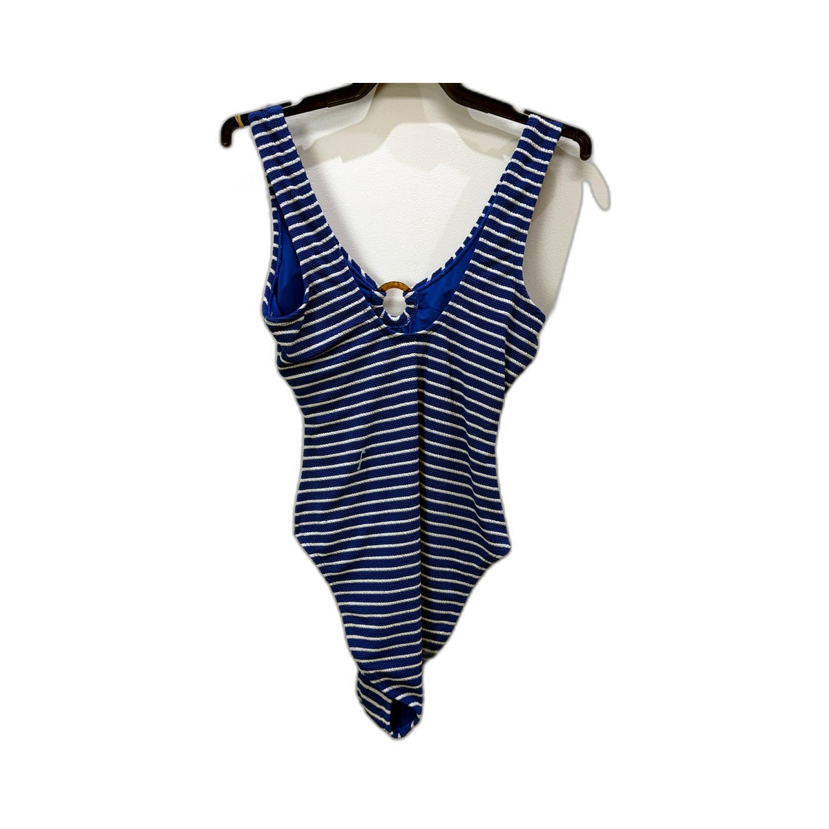 One-Piece Swimsuit Womens Royal Blue White Striped Size 10 NEW