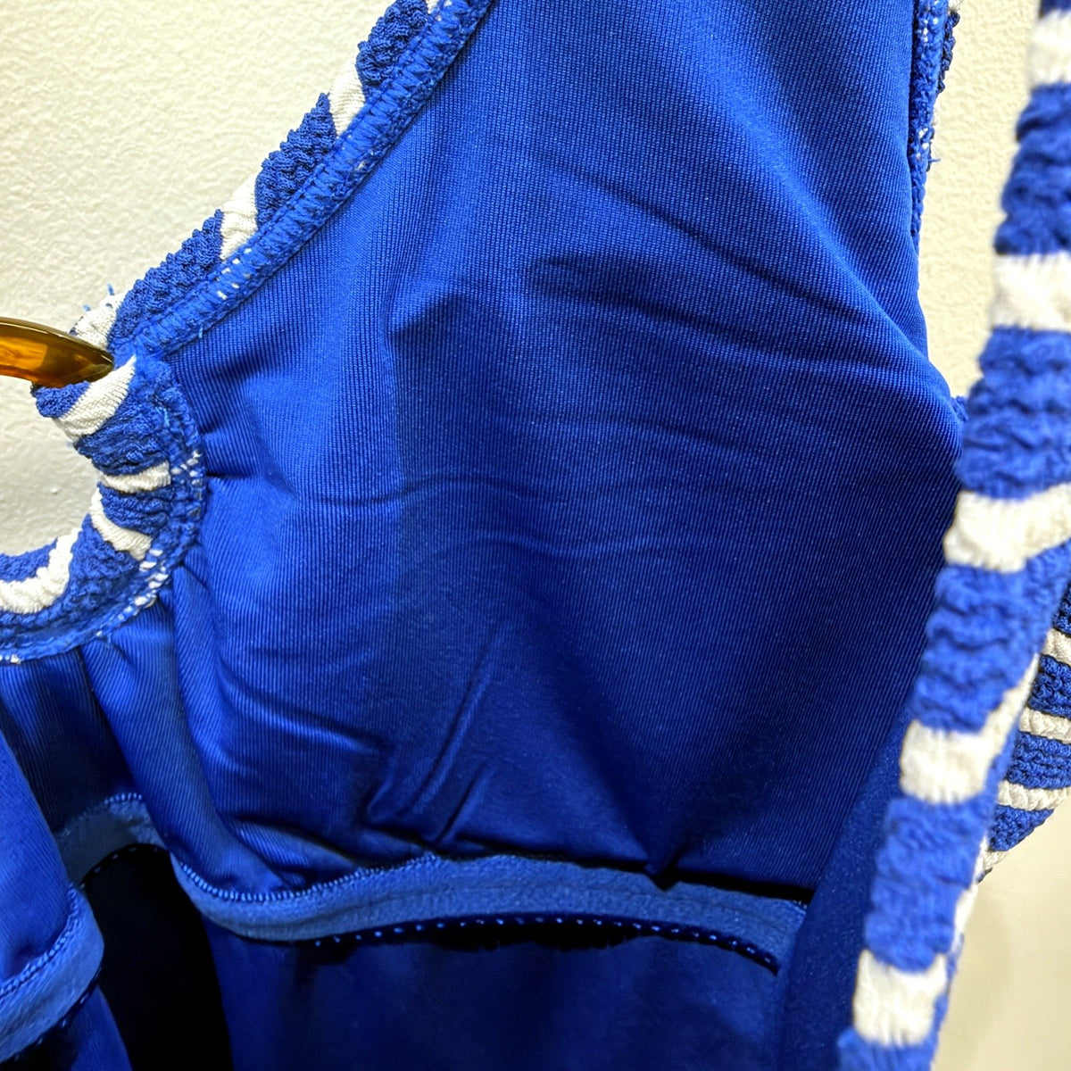 One-Piece Swimsuit Womens Royal Blue White Striped Size 10 NEW