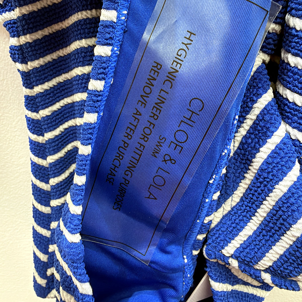 One-Piece Swimsuit Womens Royal Blue White Striped Size 10 NEW