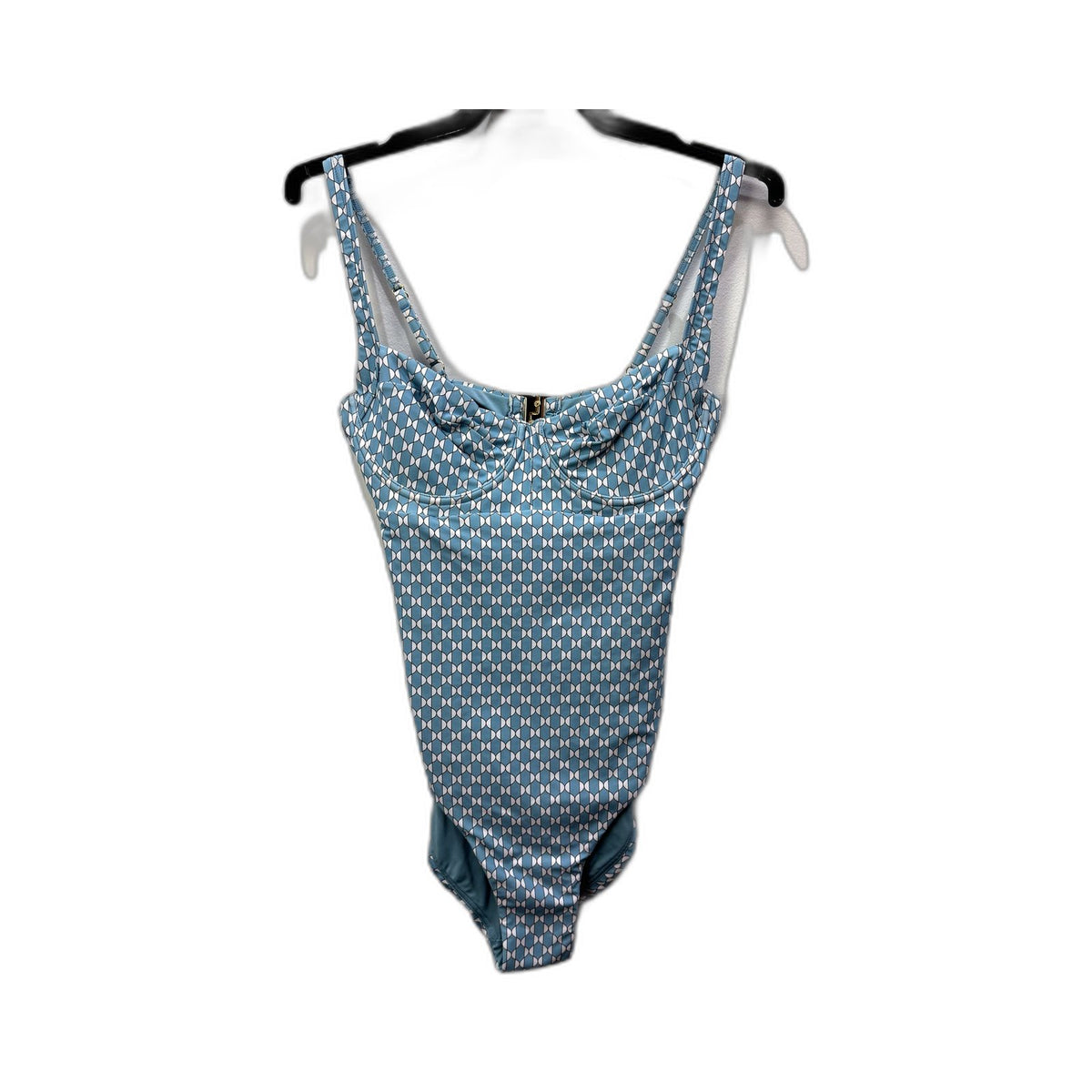 Chloe & Lola Womens One-Piece Swimsuit Blue Geometric Print Size 10 NEW