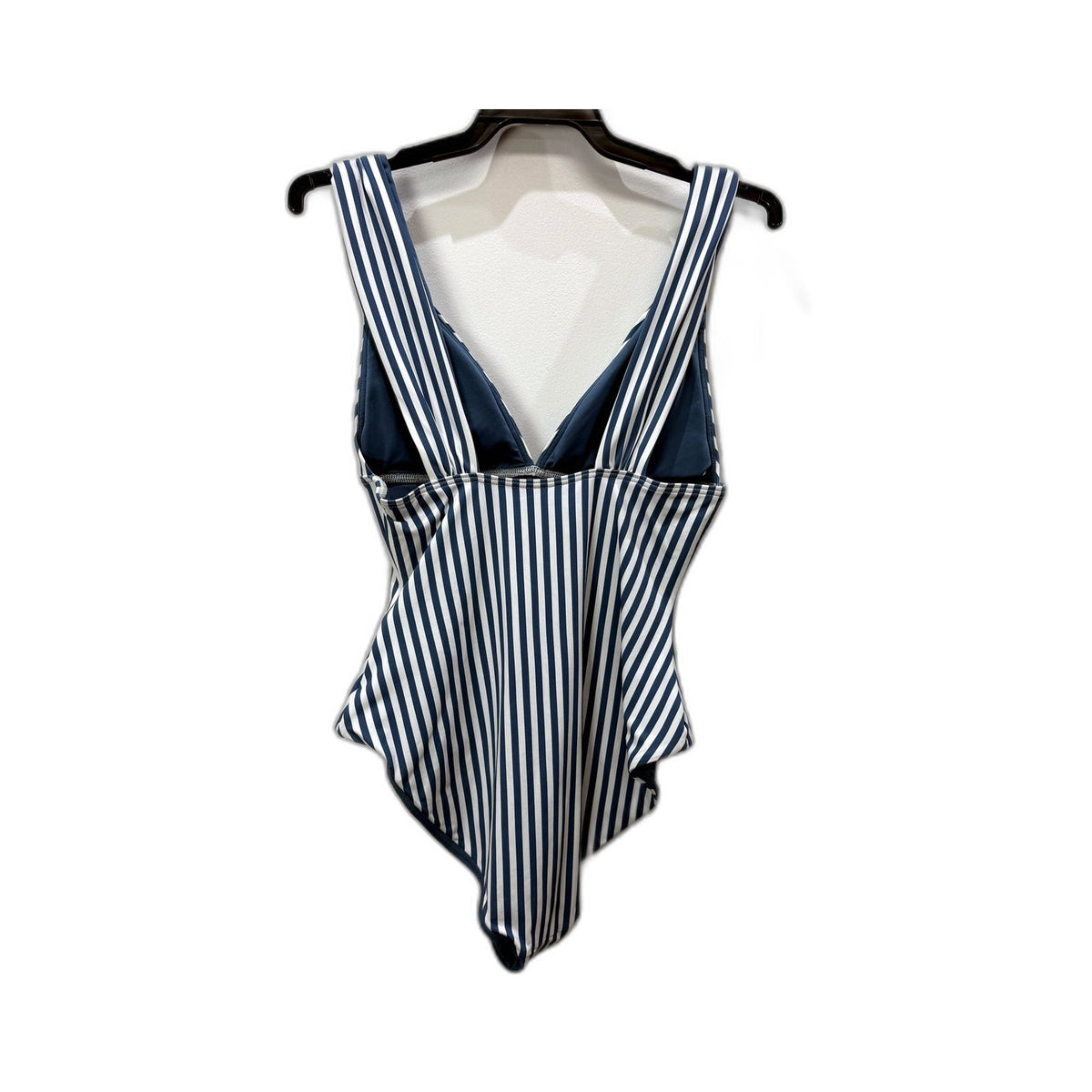 Chloe & Lola Womens One-Piece Swimsuit Slate Blue Stripe Size 10 NEW