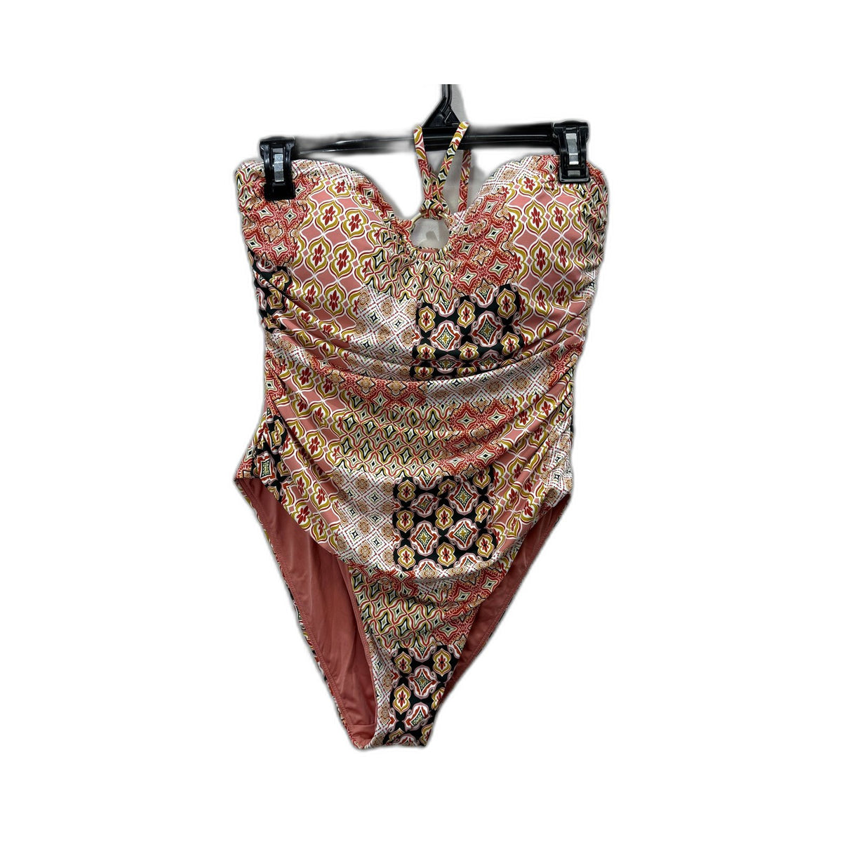 Chloe & Lola Womens Halter One-Piece Swimsuit Multi-Color Geometric Size 10 NEW