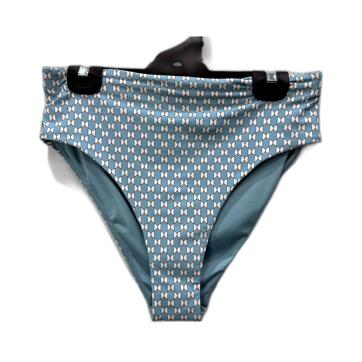 Chloe & Lola Womens Two-Piece Bikini Swimsuit Blue Geometric Size 10 NEW