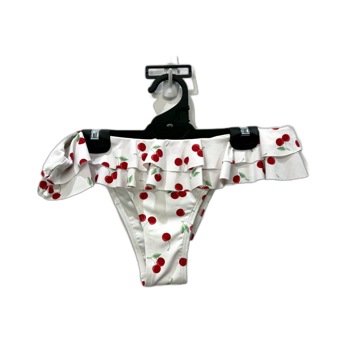 Chloe & Lola Two-Piece Bikini Swimsuit Womens White Cherry Print Size 10 NEW