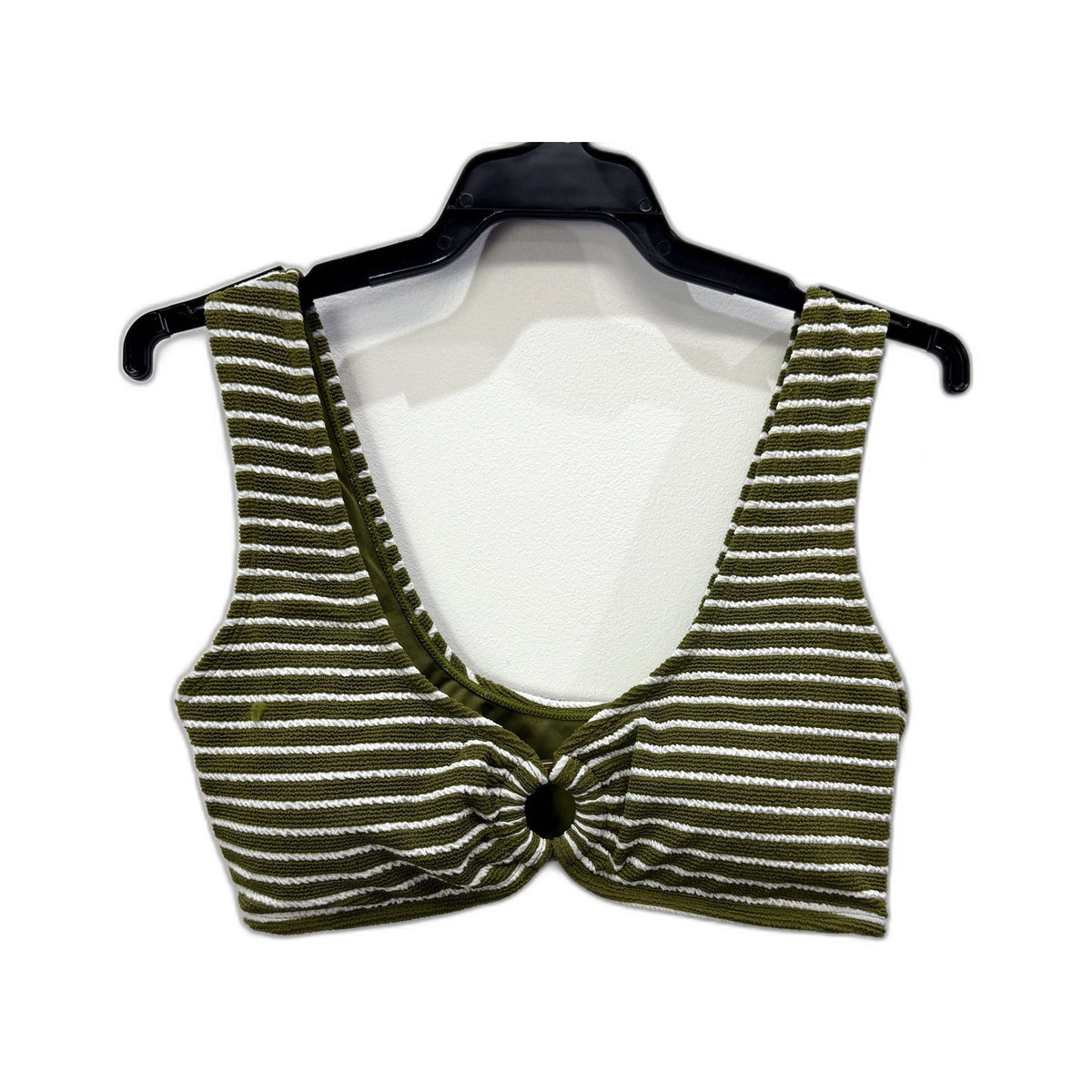 Chloe & Lola Womens Two-Piece Bikini Swimsuit Striped Olive Green Size 10 NEW
