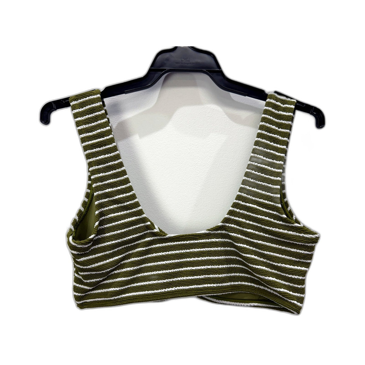 Chloe & Lola Womens Two-Piece Bikini Swimsuit Striped Olive Green Size 10 NEW