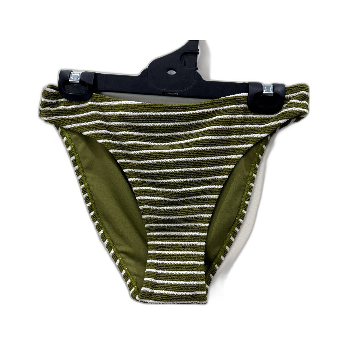 Chloe & Lola Womens Two-Piece Bikini Swimsuit Striped Olive Green Size 10 NEW