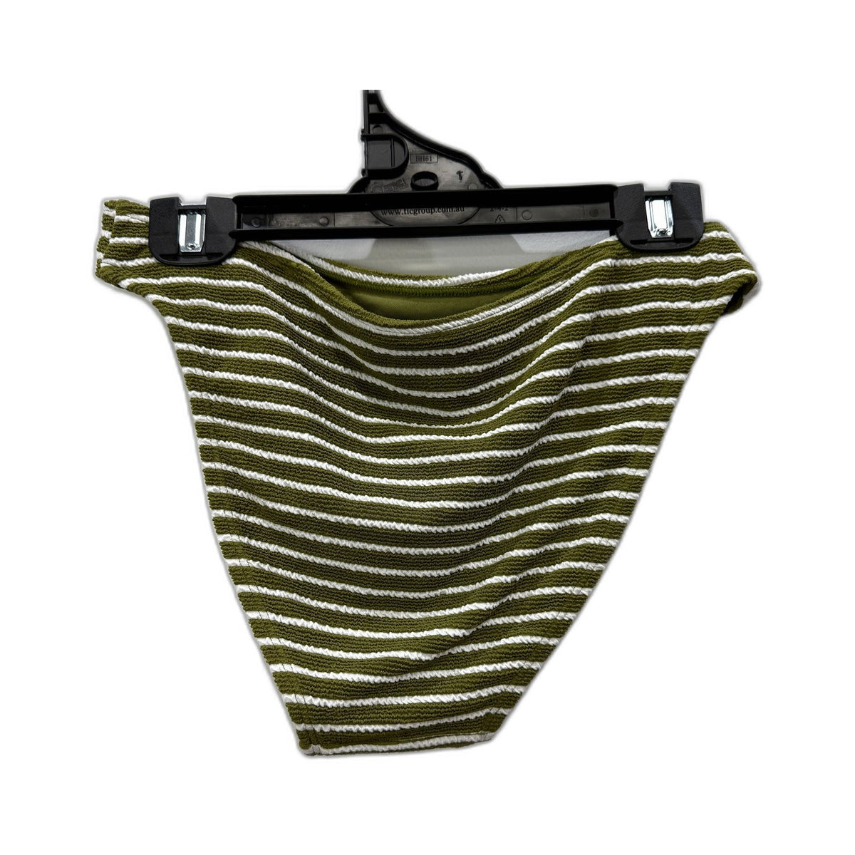 Chloe & Lola Womens Two-Piece Bikini Swimsuit Striped Olive Green Size 10 NEW
