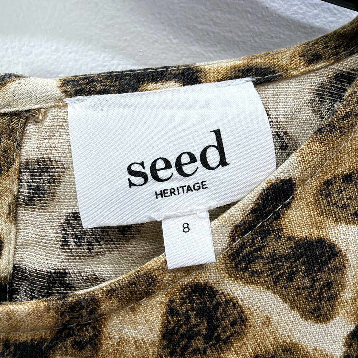 Seed Heritage Womens Leopard Print Maxi Dress Tan Black Size 8