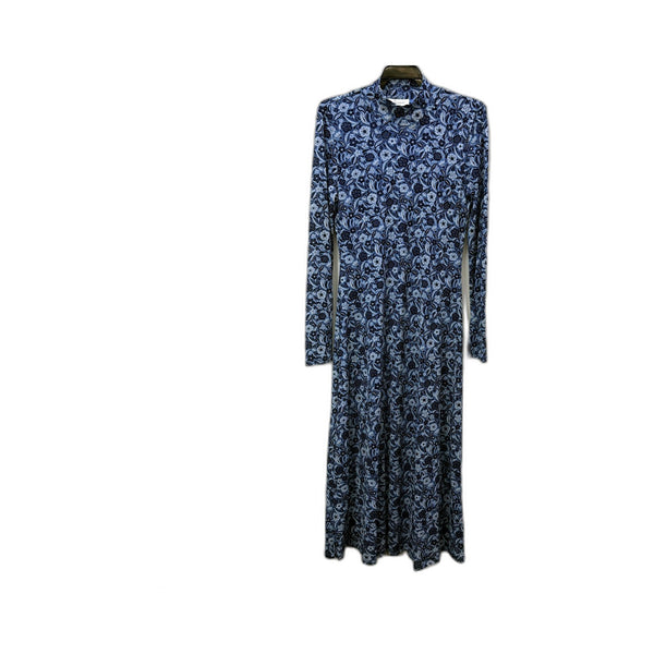 Witchery Womens Floral Maxi Shirt Dress Blue Black Long Sleeve S