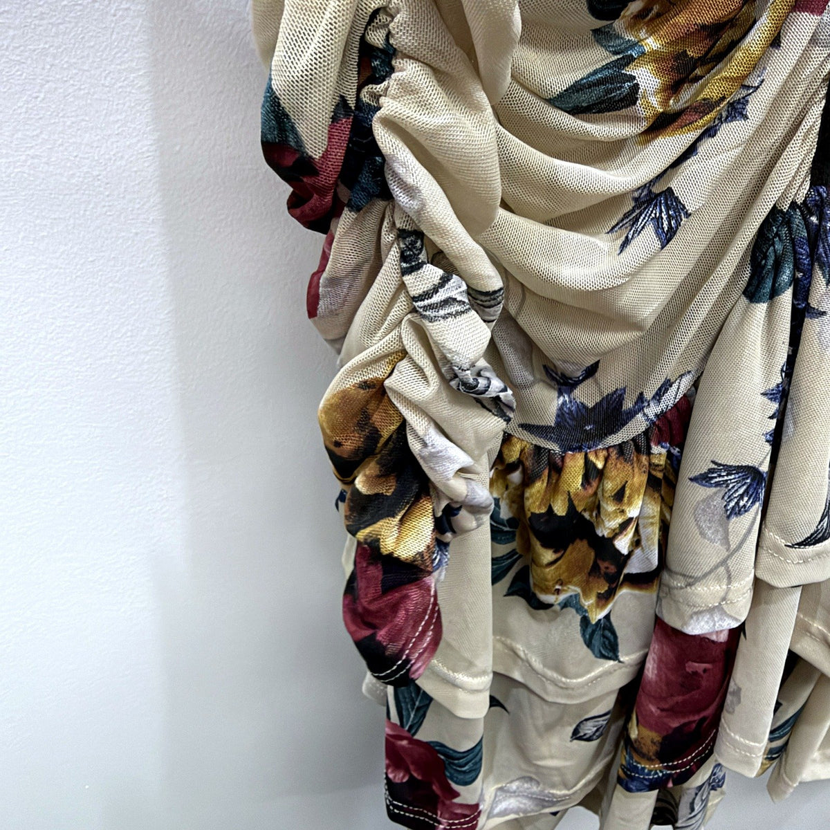 City Chic Womens Floral Mesh Ruched Dress Puffed Sleeve Size 12 NEW