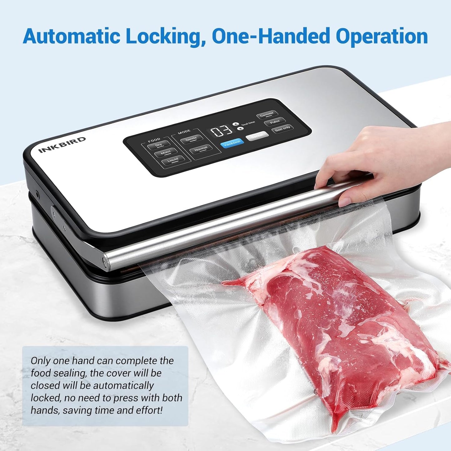 Inkbird Dual Motor Food Vacuum Sealer Machine Starter Kit for Home Use DEMO
