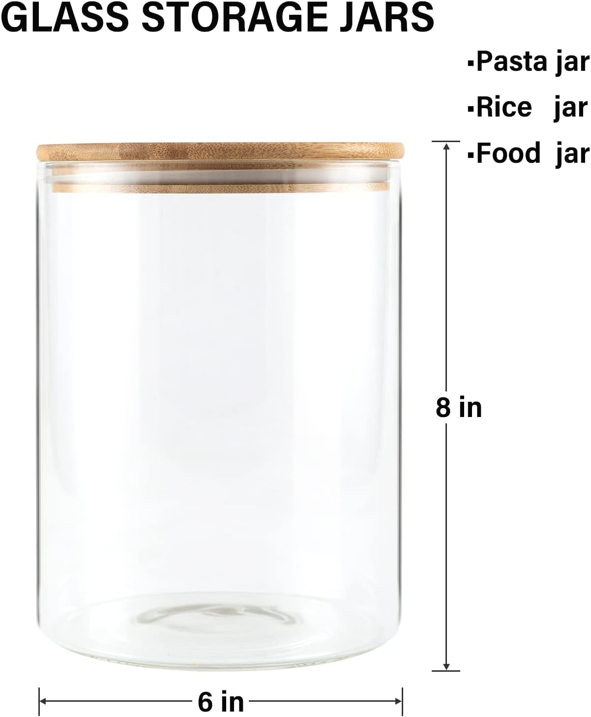Stackable Glass Storage Jars Containers, Clear Circular Design, 105oz, NEW