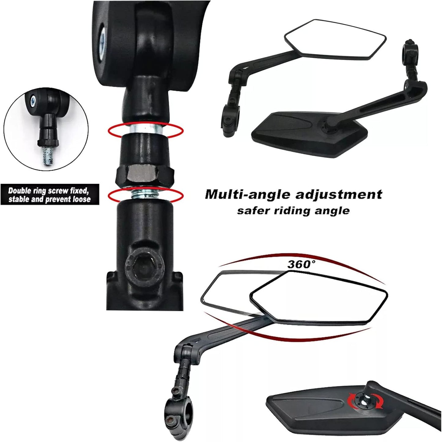 YELINTIAN Small Bike Mirrors 360° Adjustable Bicycle Rear View Mirror for DEMO