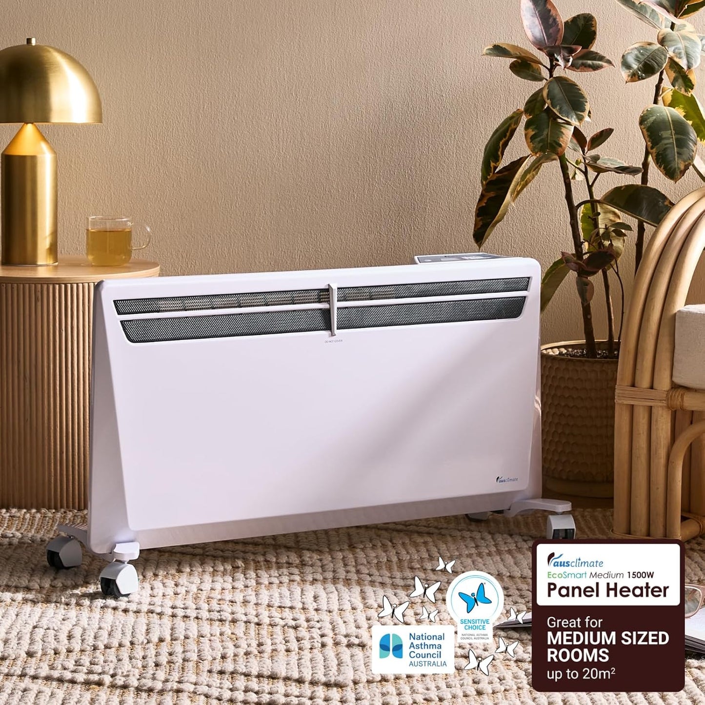 Ausclimate 1500W Smart Inverter Heater Home Electric Panel Heating with 24-Hour