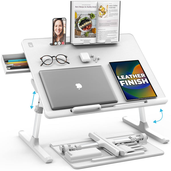 Cooper Ergonomic Lapdesks Adjustable Pearl White Laptop Bed Desk Lapdesk NEW