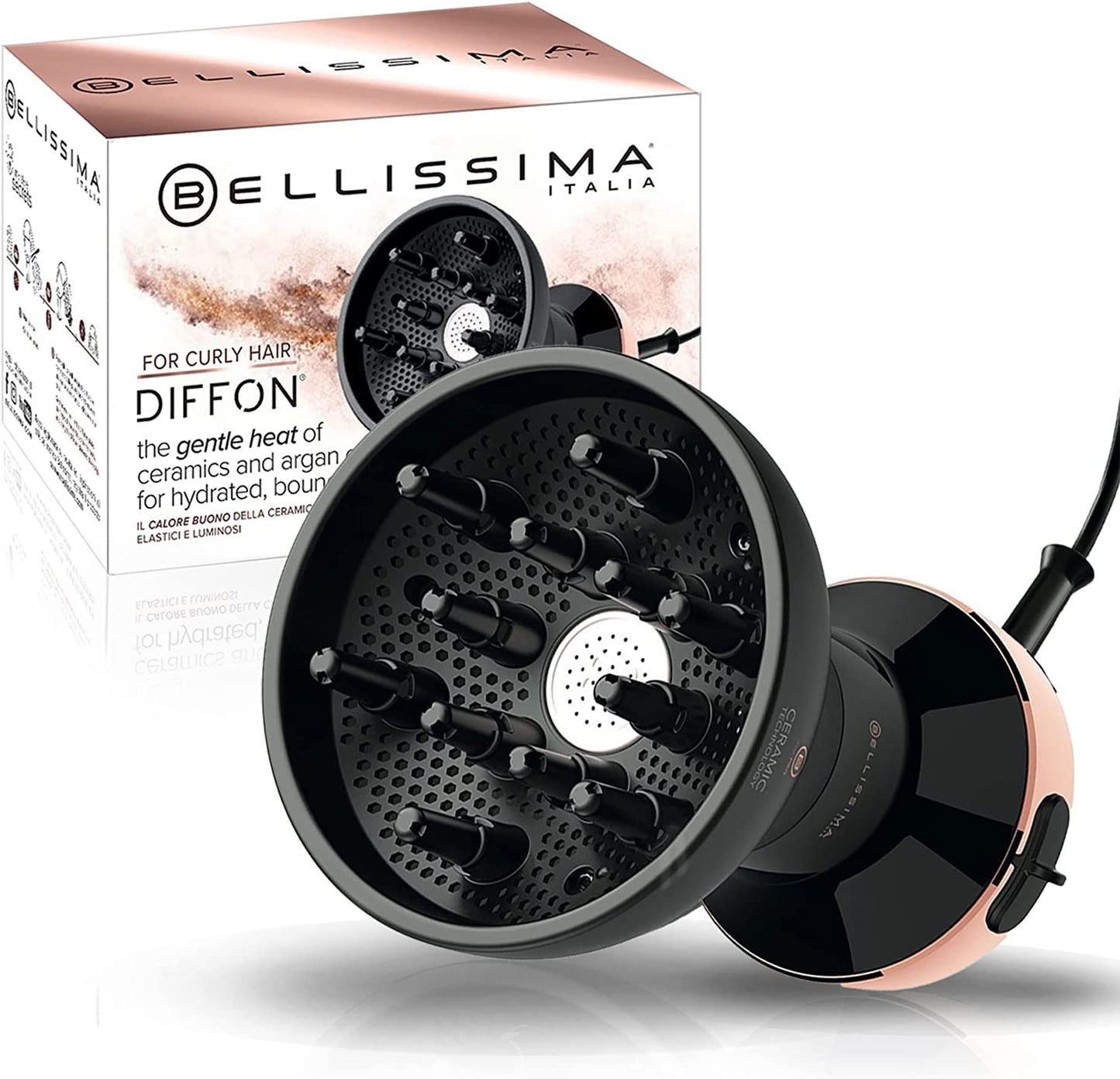Bellissima Ceramic Diffusers Hair Diffuser & Curly Dryer in Black Rose Gold NEW
