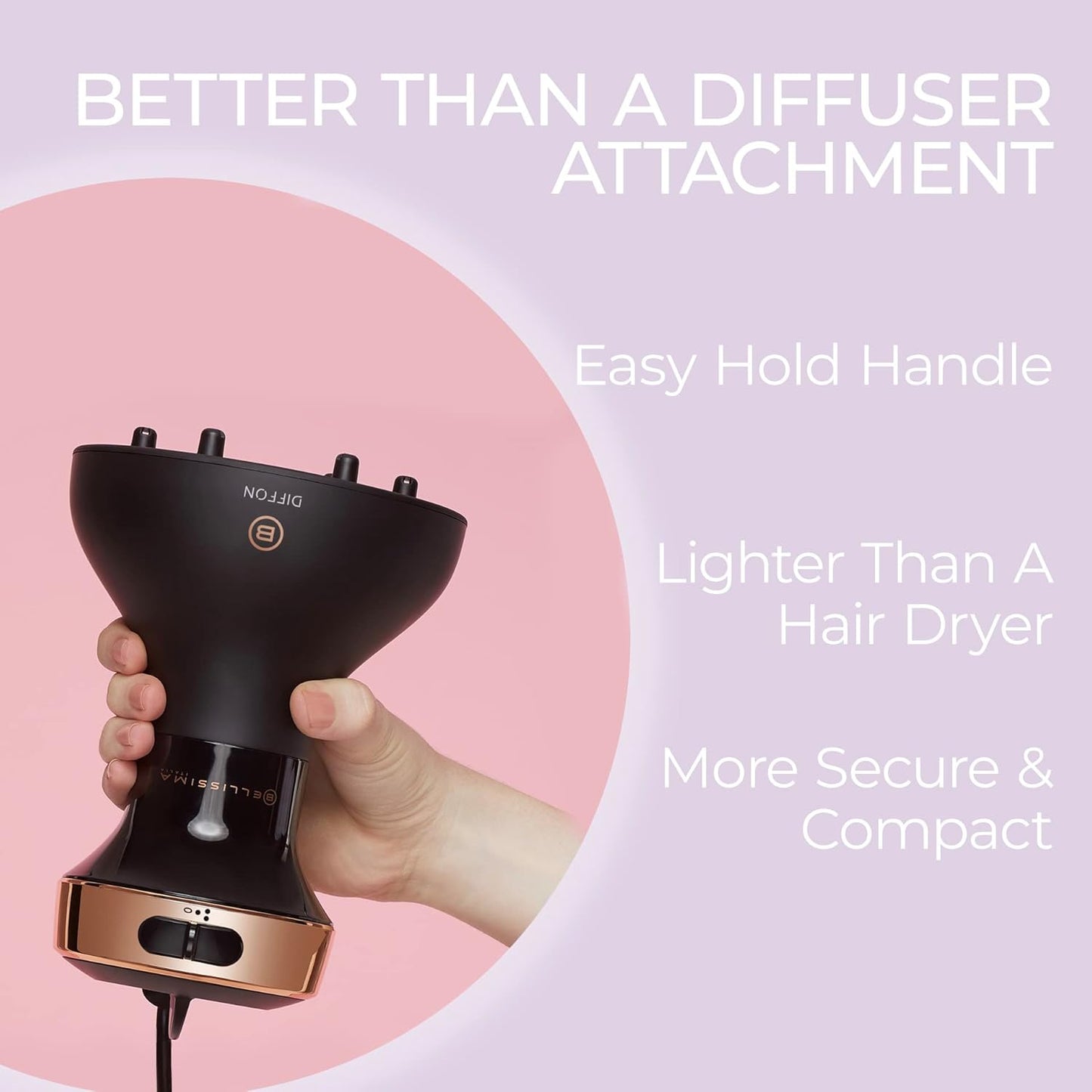 Bellissima Ceramic Diffusers Hair Diffuser & Curly Dryer in Black Rose Gold NEW