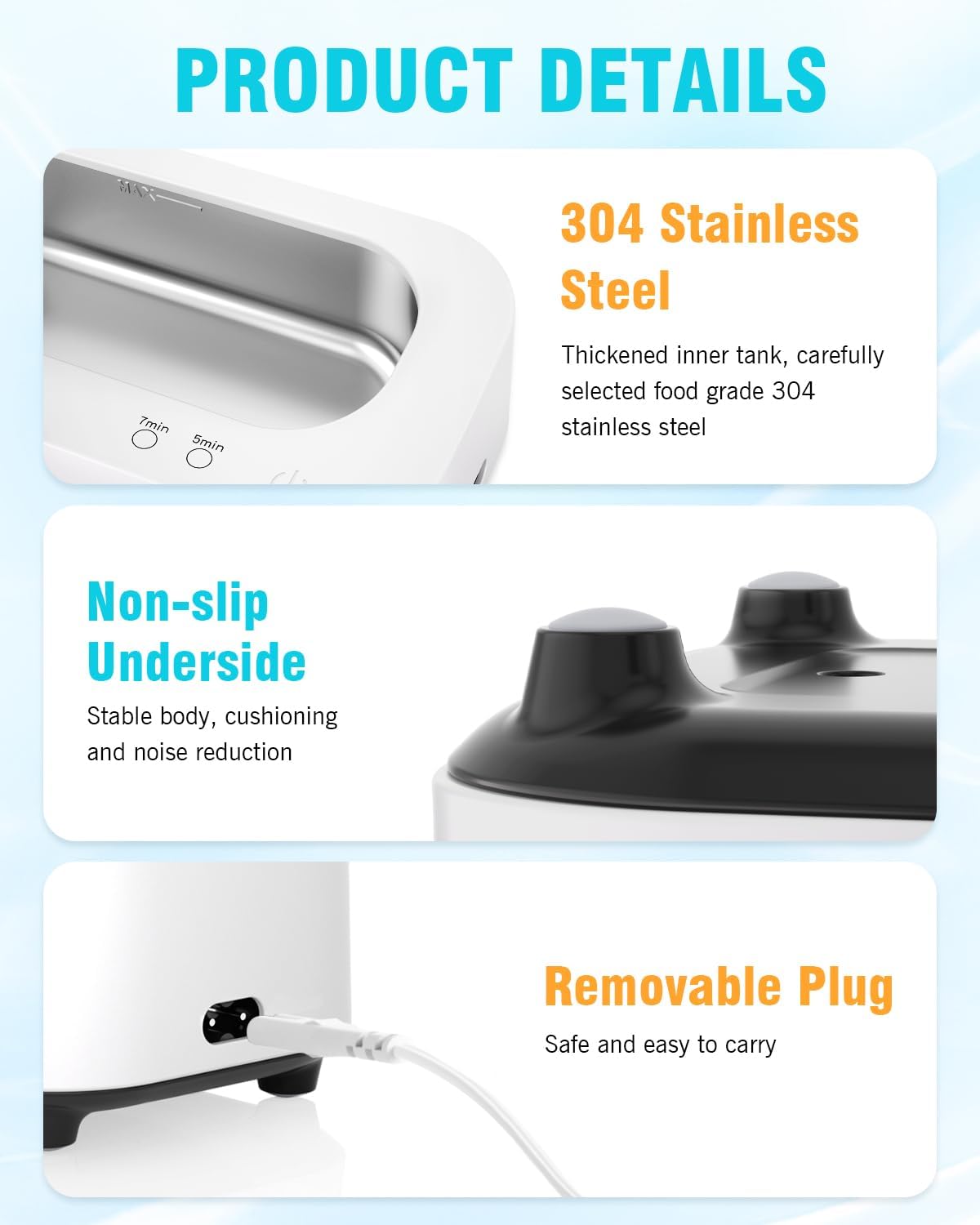 Gisaae Unisex Portable Ultrasonic Jewelry Cleaner with 350ML Tank and 2 NEW
