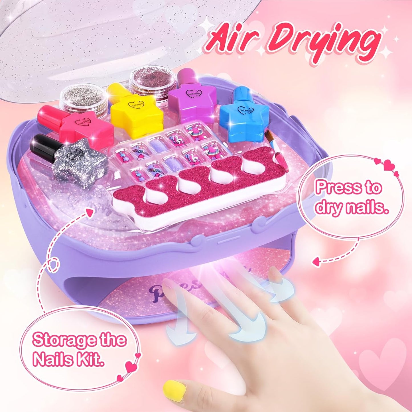 Shemira Purple Nail Art Studio Kit for Girls with Dryer, Supplies & Tools NEW