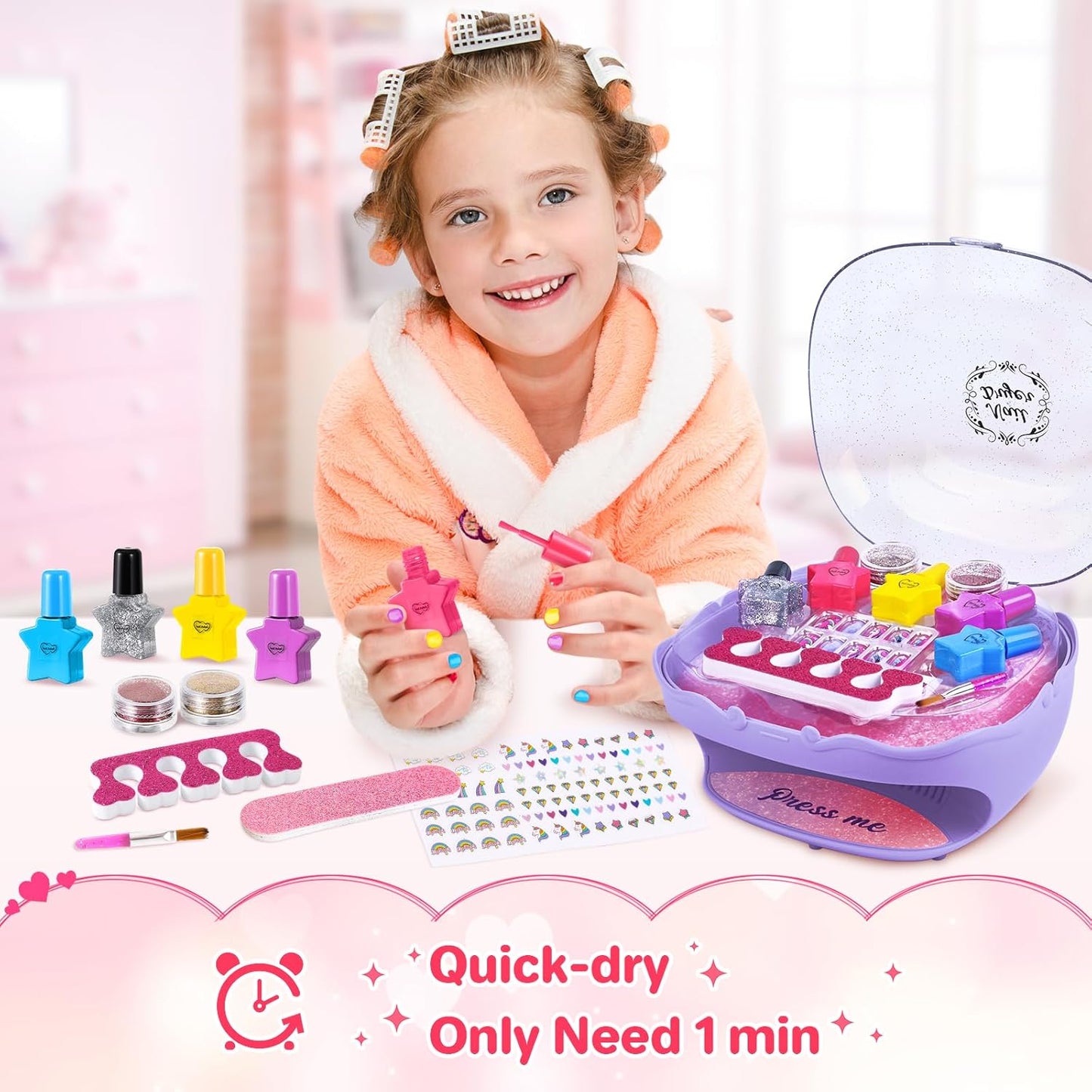 Shemira Purple Nail Art Studio Kit for Girls with Dryer, Supplies & Tools NEW