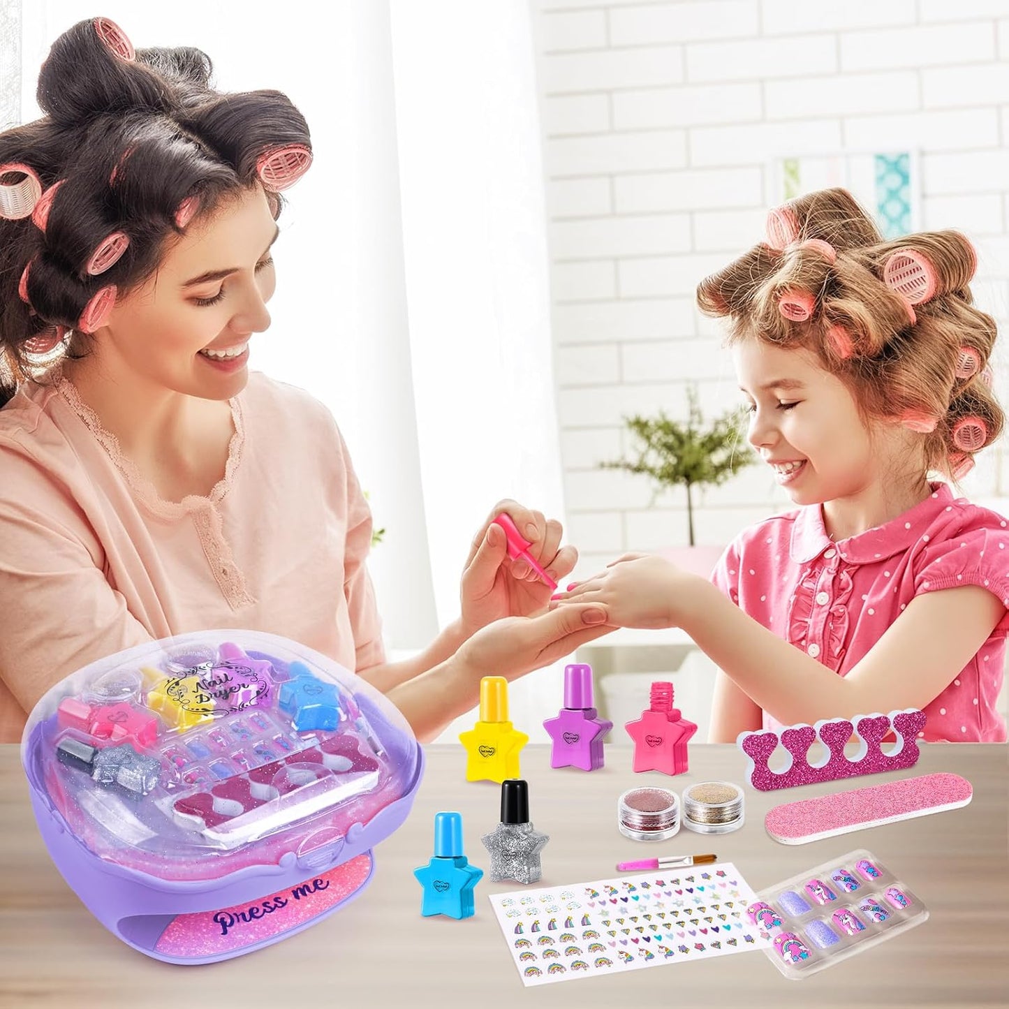 Shemira Purple Nail Art Studio Kit for Girls with Dryer, Supplies & Tools NEW