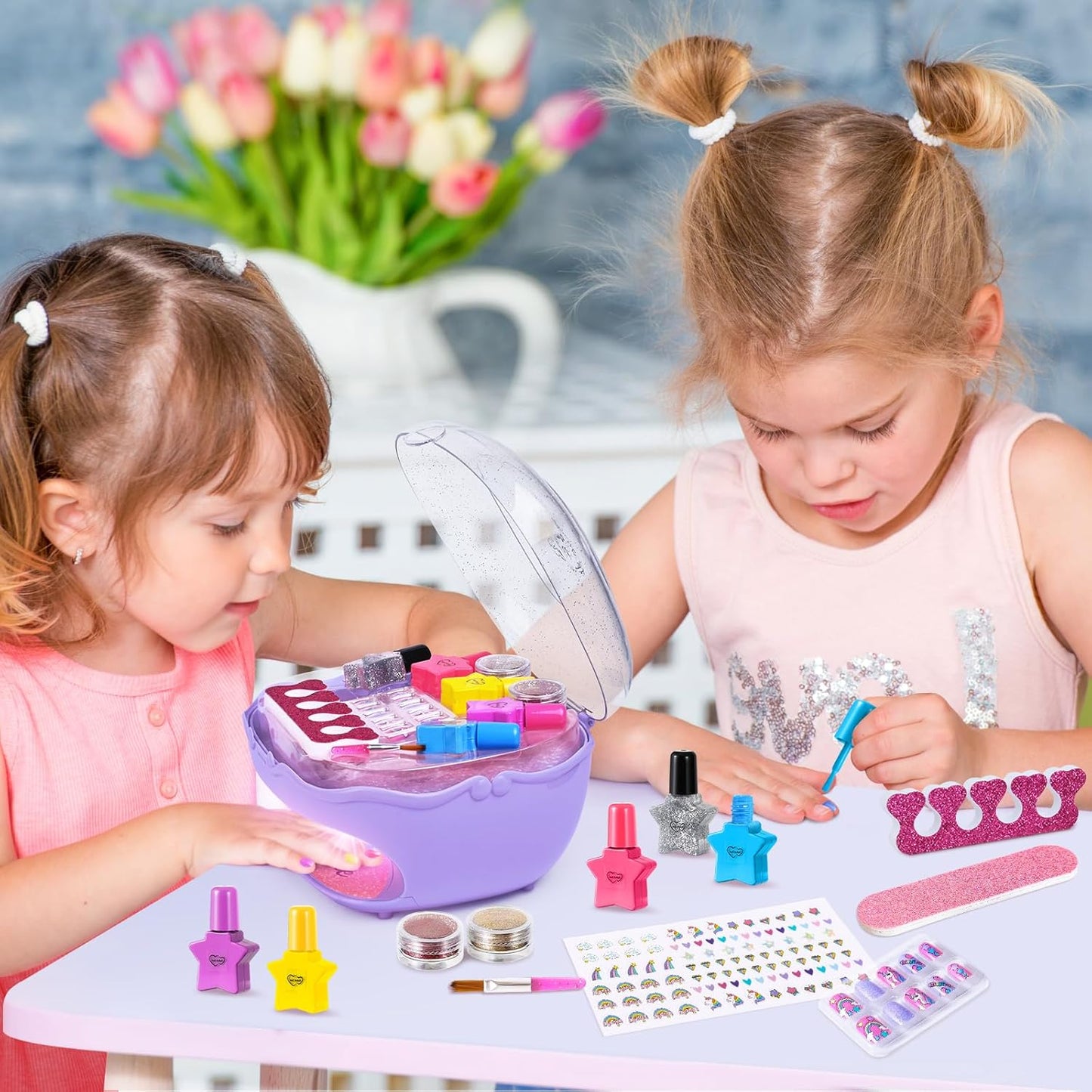 Shemira Purple Nail Art Studio Kit for Girls with Dryer, Supplies & Tools NEW