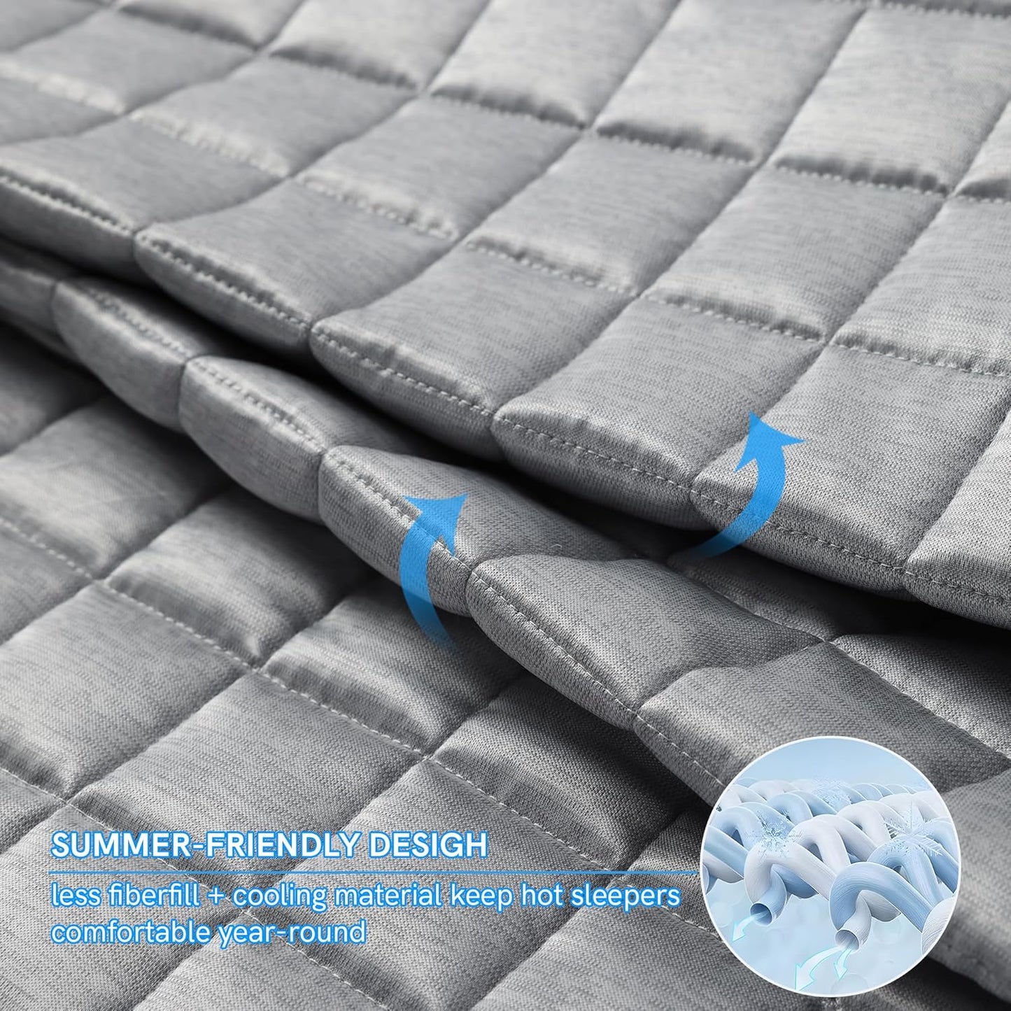 YnM Cooling Comforters Weighted Comforter, 20 lb Bed Throw, Grey, 60 in x NEW
