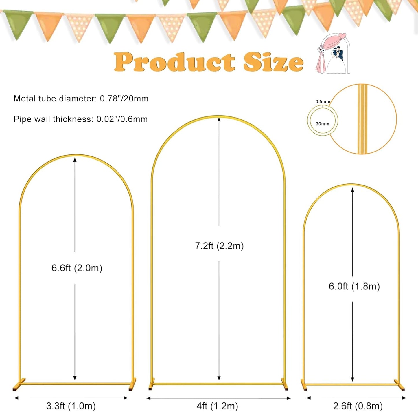 DDMY Gold Metal Balloon Arch Stand for Photo Backgrounds, Party Decor DEMO