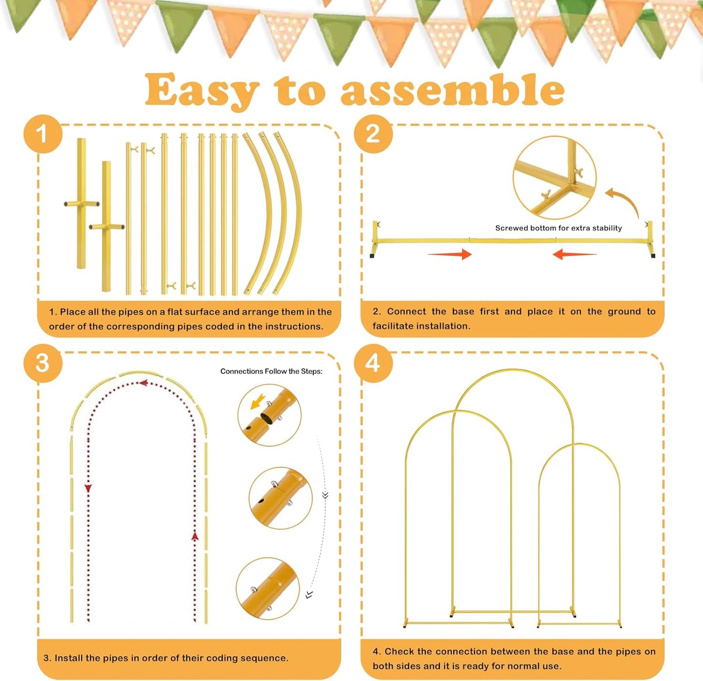 DDMY Gold Metal Balloon Arch Stand for Photo Backgrounds, Party Decor DEMO