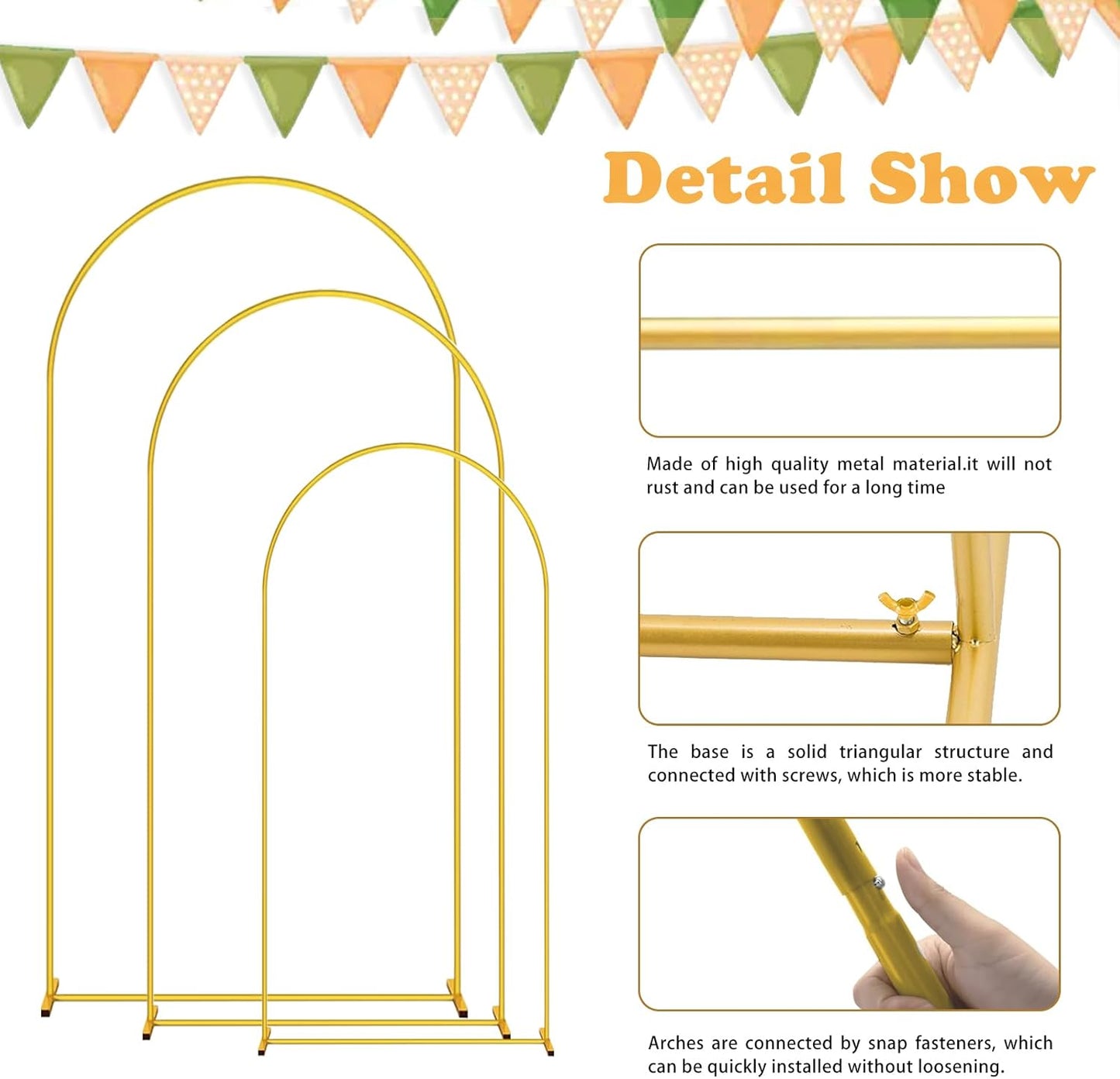 DDMY Gold Metal Balloon Arch Stand for Photo Backgrounds, Party Decor DEMO