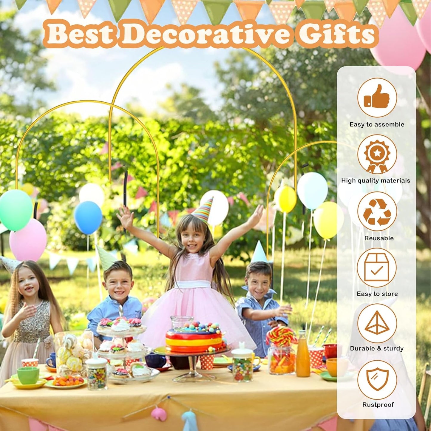 DDMY Gold Metal Balloon Arch Stand for Photo Backgrounds, Party Decor DEMO