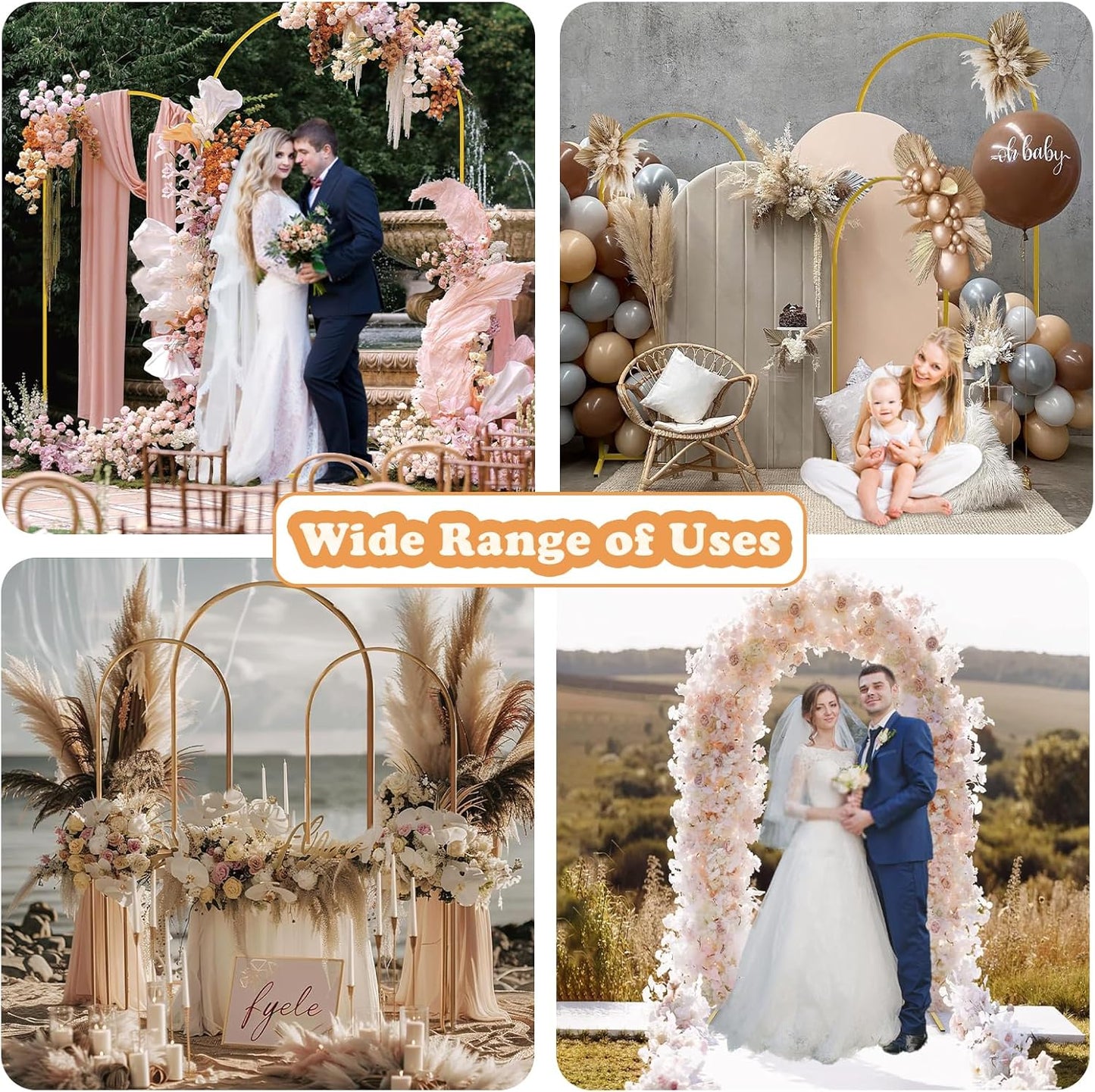 DDMY Gold Metal Balloon Arch Stand for Photo Backgrounds, Party Decor DEMO