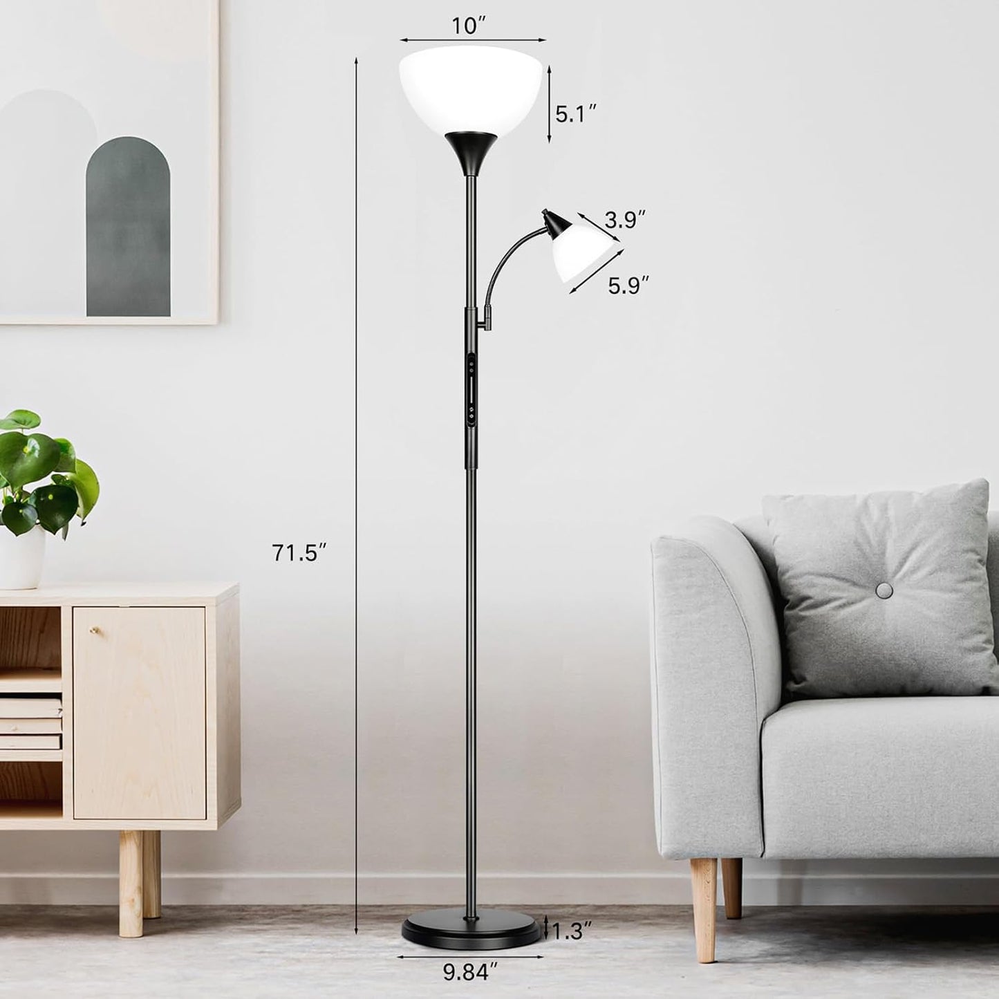 OUTON Dimmable Floor Lamp with Touch Control, Remote & App Uplight Metal NEW