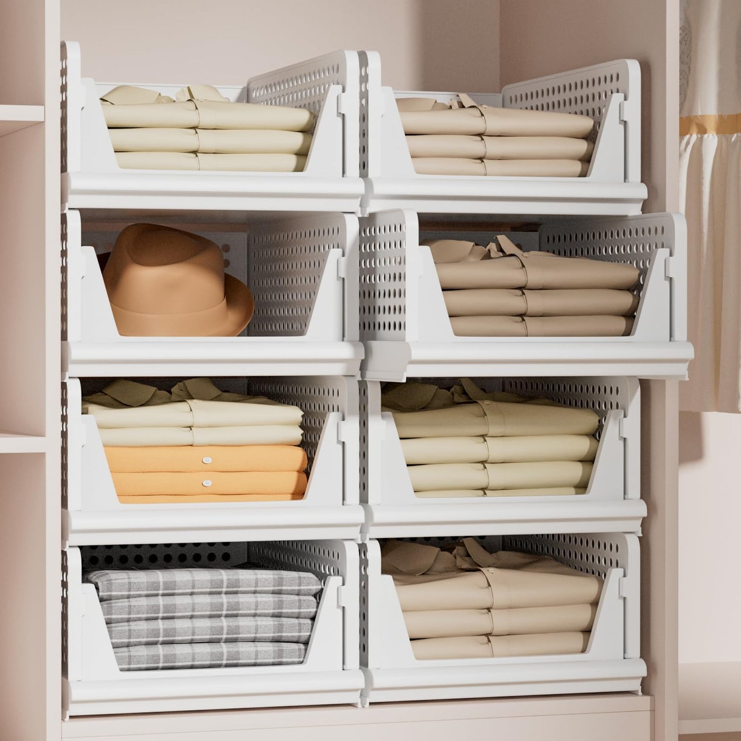 Proarea Foldable Plastic Storage Organizer Bin Closet Clothes Basket NEW