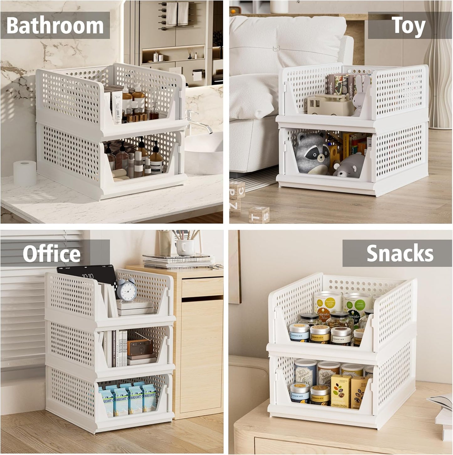 Proarea Foldable Plastic Storage Organizer Bin Closet Clothes Basket NEW