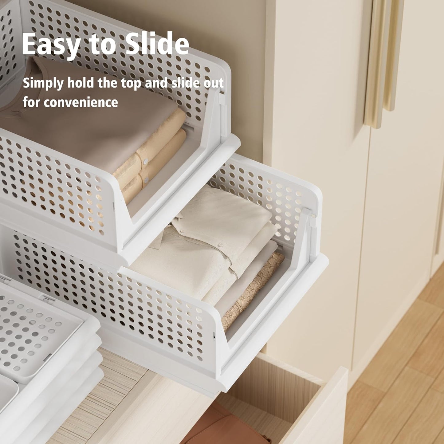 Proarea Foldable Plastic Storage Organizer Bin Closet Clothes Basket NEW