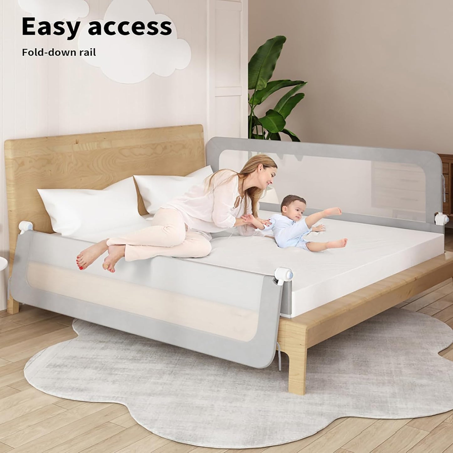 Bo Peep Bed Rails Adjustable Folding Bed Rail Safety Guard for Kids Large NEW