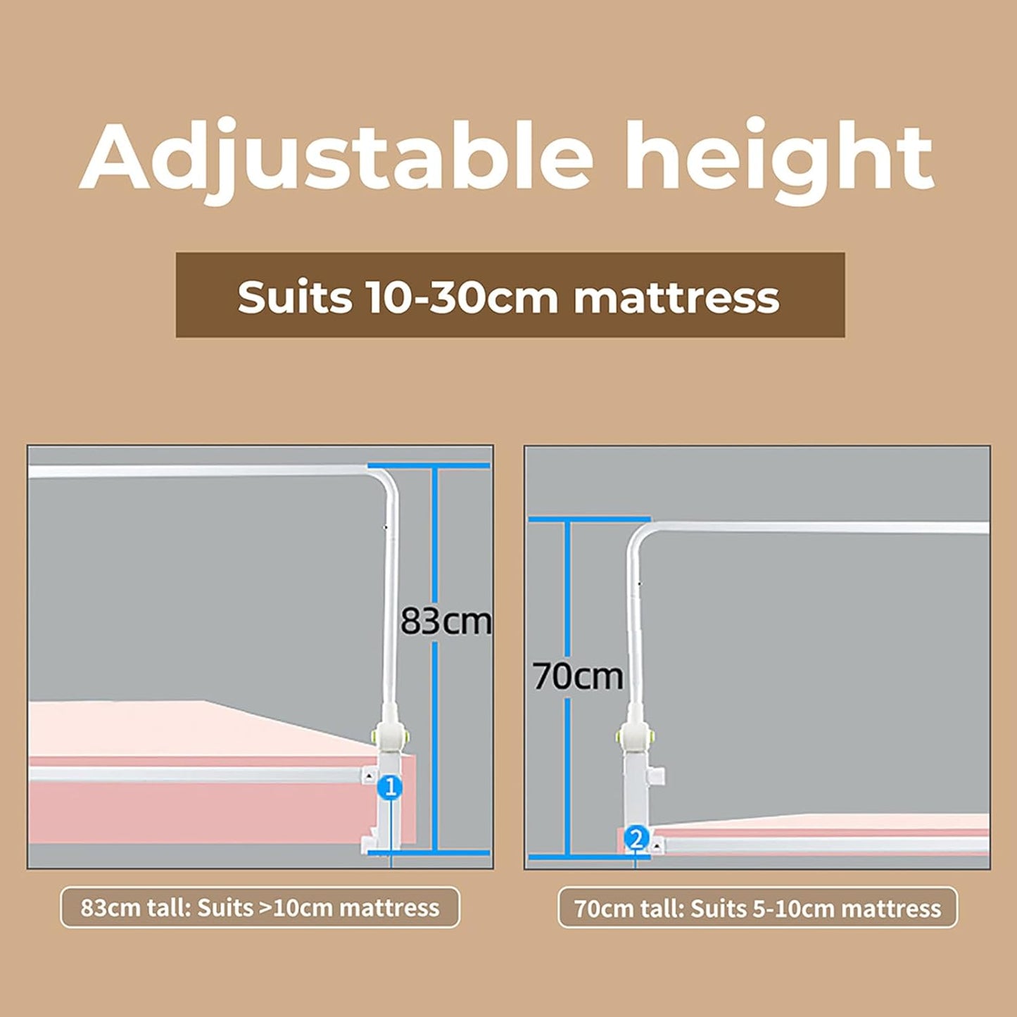 Bo Peep Bed Rails Adjustable Folding Bed Rail Safety Guard for Kids Large NEW