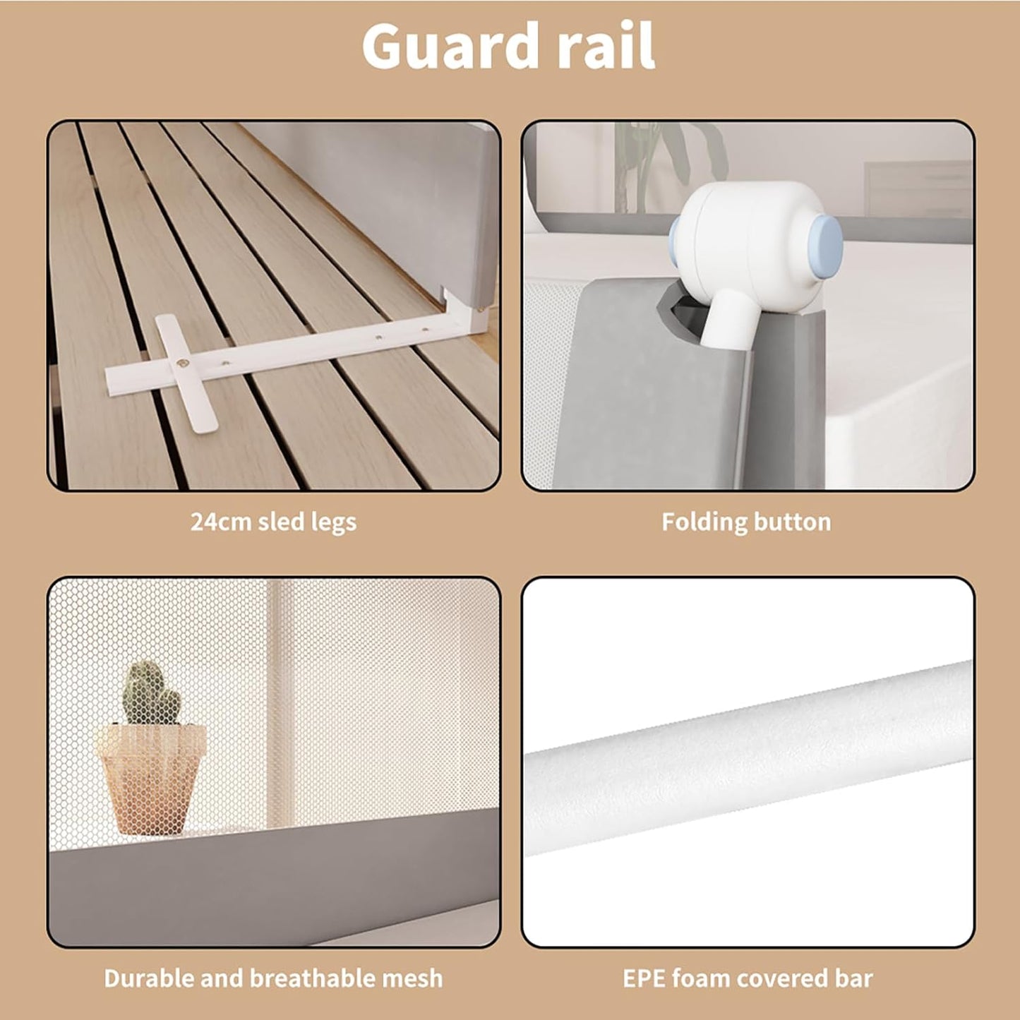 Bo Peep Bed Rails Adjustable Folding Bed Rail Safety Guard for Kids Large NEW