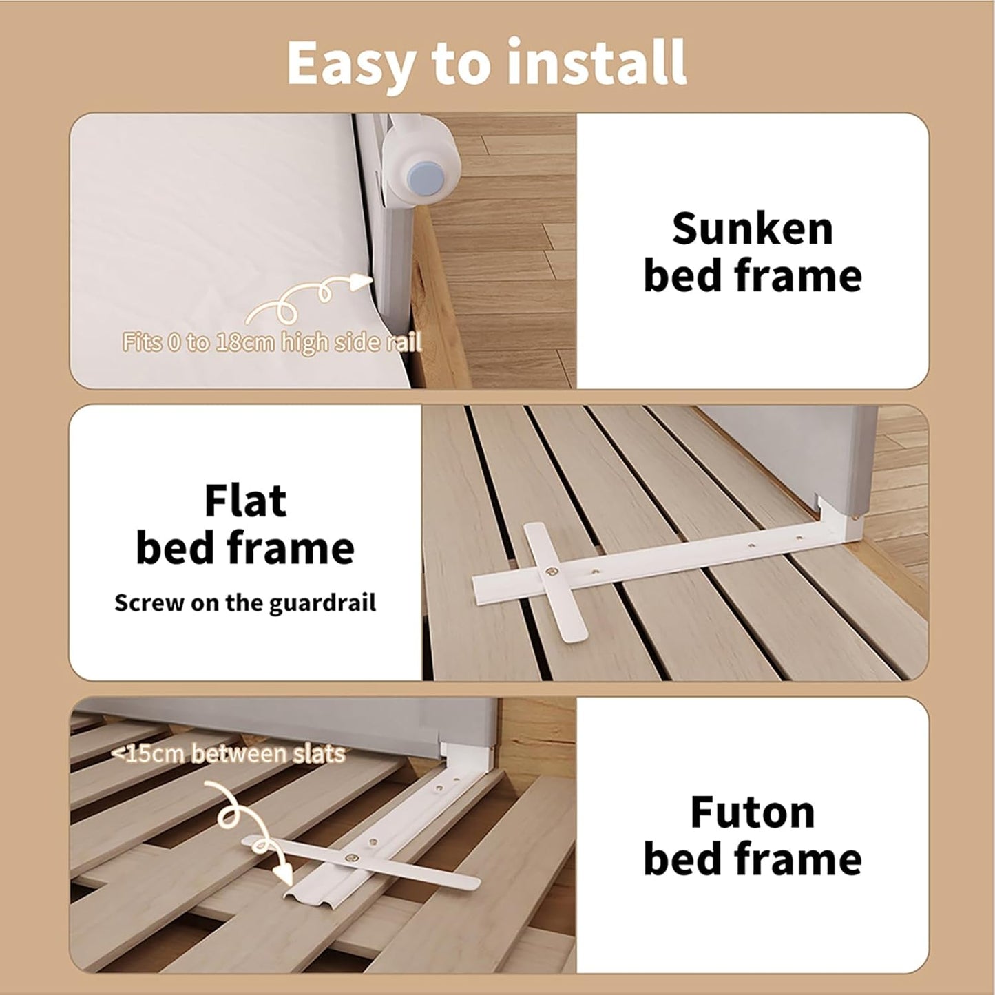 Bo Peep Bed Rails Adjustable Folding Bed Rail Safety Guard for Kids Large NEW