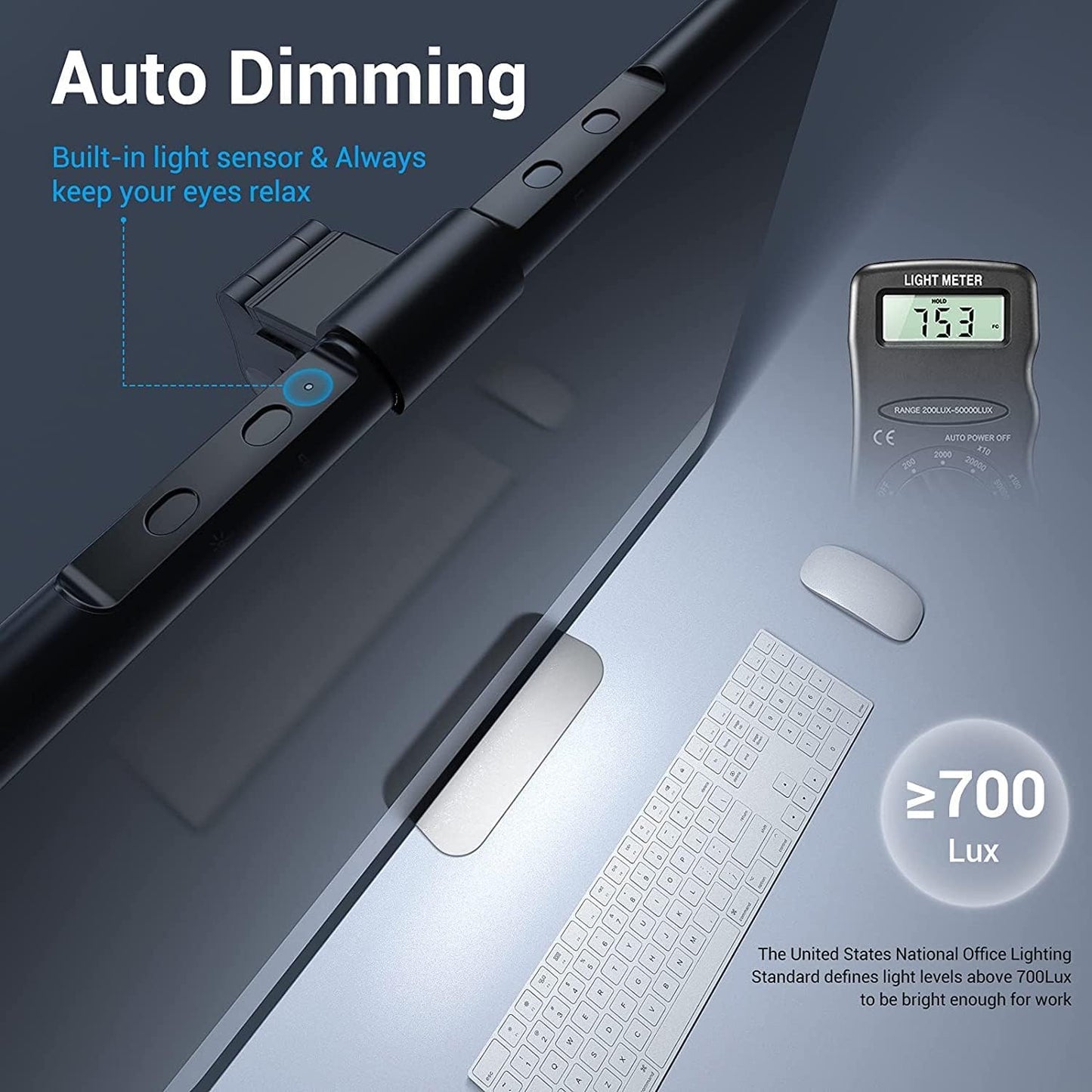 Quntis 52CM Aluminum Monitor Light Bar Lamp for Eye Care, Black DEMO