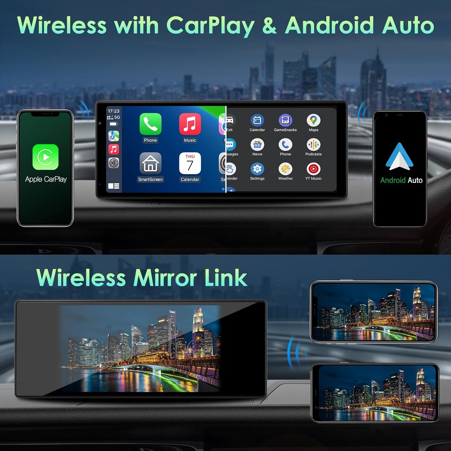 aphqua Wireless Carplay Android Auto 9.3" Touchscreen Audio Video Accessory DEMO