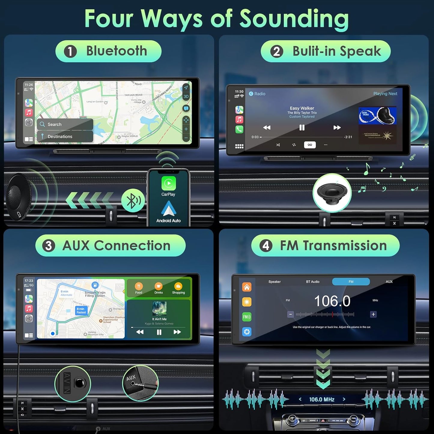 aphqua Wireless Carplay Android Auto 9.3" Touchscreen Audio Video Accessory DEMO