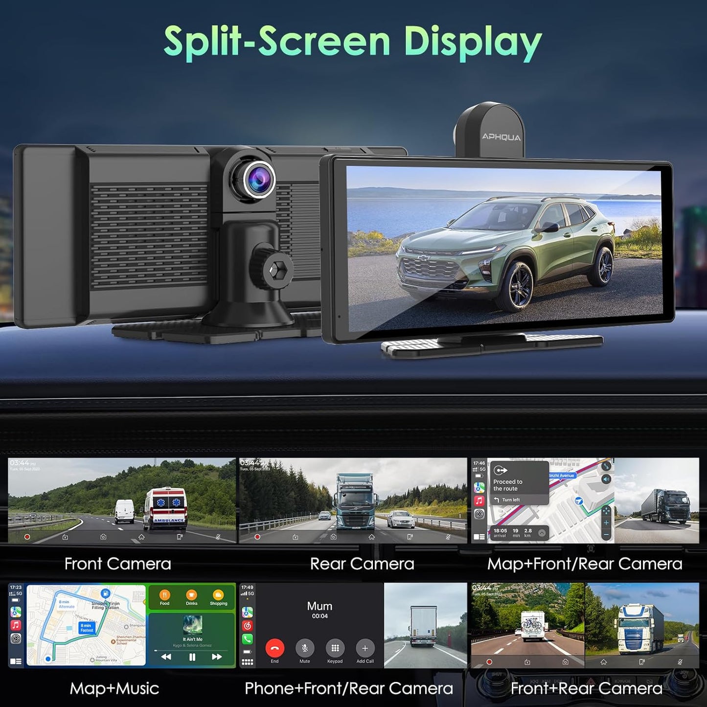 aphqua Wireless Carplay Android Auto 9.3" Touchscreen Audio Video Accessory DEMO