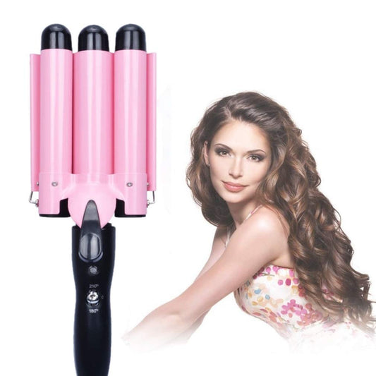 Junma 25mm Ceramic Curling Wand Hair Crimper for Women, Pink Styling Tool DEMO